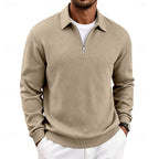 men's textured quarter-zip pullover in khaki