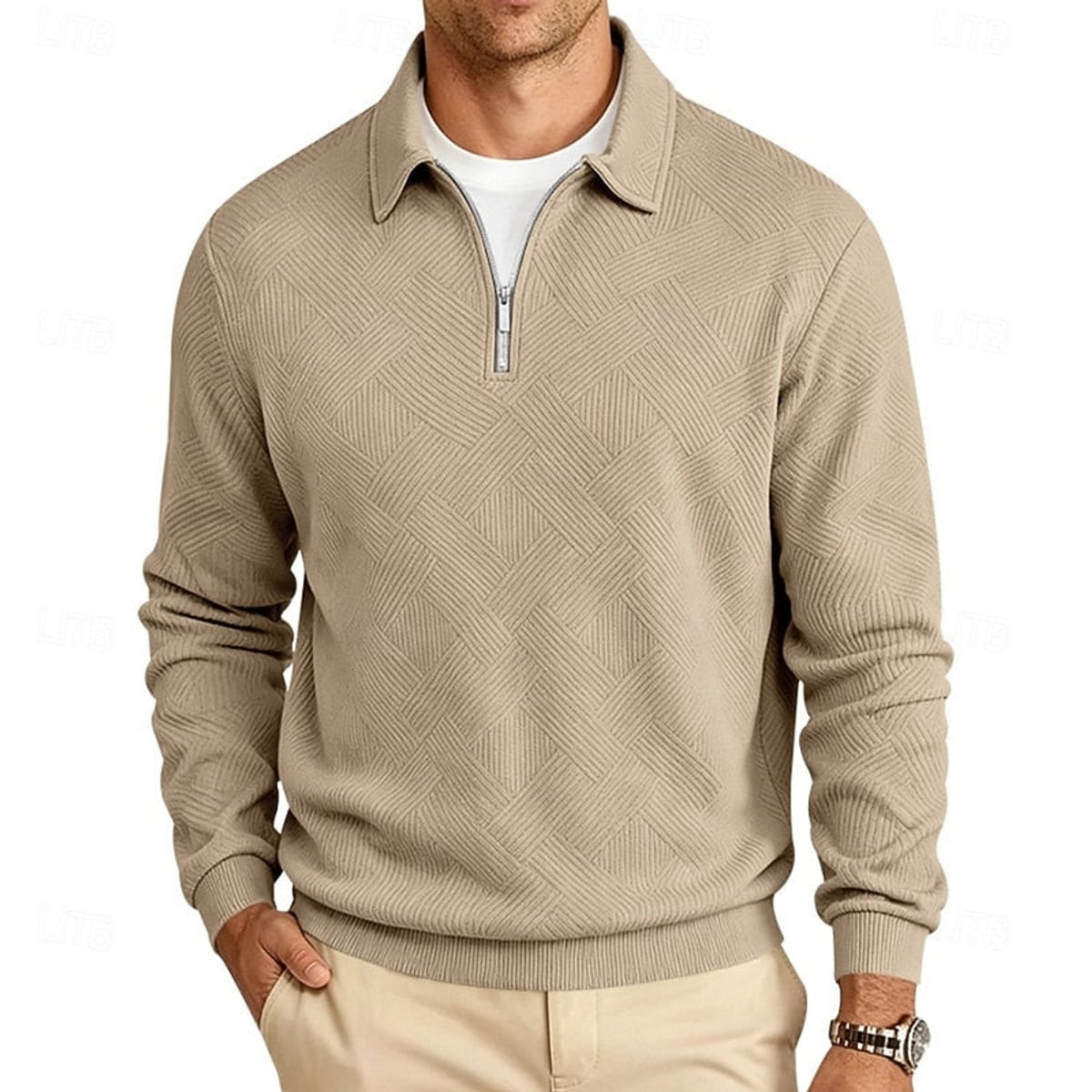 men's textured quarter-zip pullover