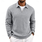 men's textured quarter-zip pullover in light gray