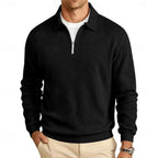 men's textured quarter-zip pullover in black