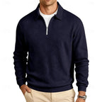 men's textured quarter-zip pullover in navy blue