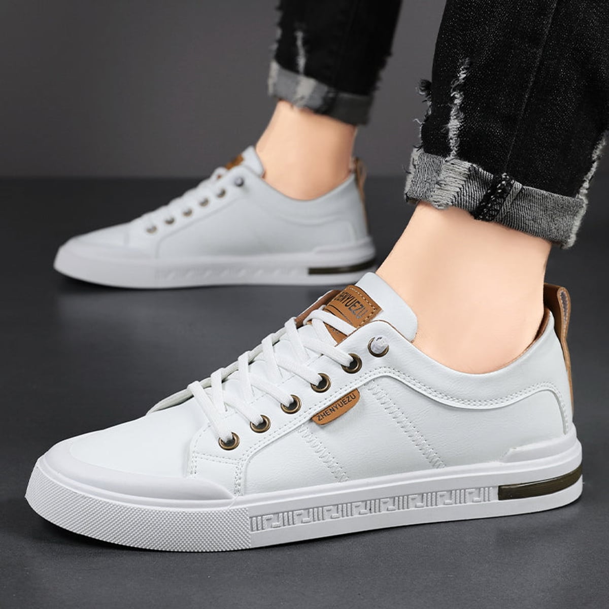 men's two-tone lace-up sneakers