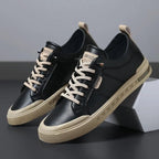 men's two-tone lace-up sneakers in black/beige