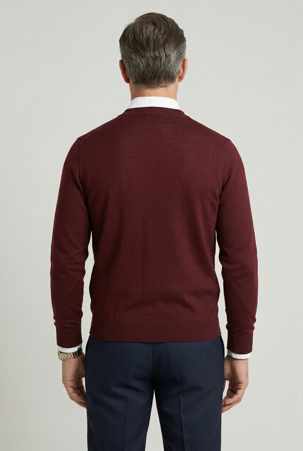 men's v-neck button cardigan in burgundy