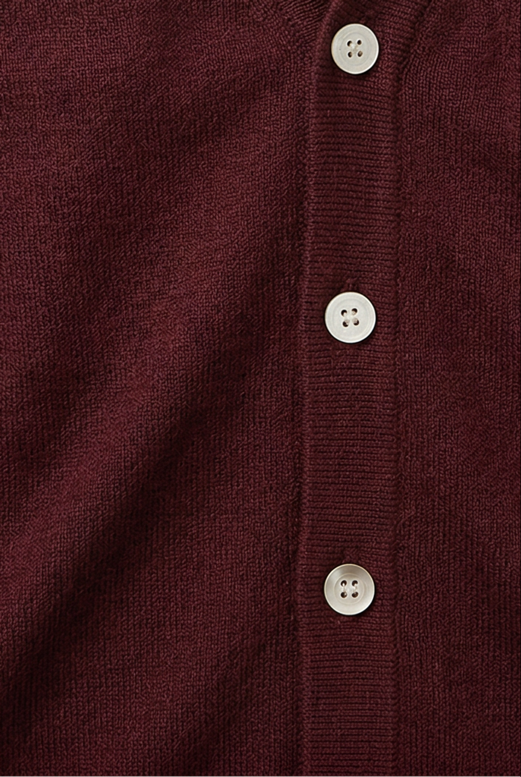 men's v-neck button cardigan in burgundy