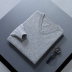 men's v-neck knit sweater in gray