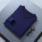 men's v-neck knit sweater in dark navy