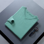 men's v-neck knit sweater in green