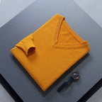 men's v-neck knit sweater in yellow