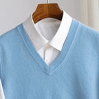 men's v-neck knit sweater vest in blue