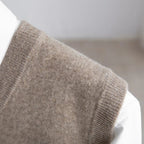 men's v-neck knit sweater vest in camel