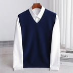 men's v-neck knit sweater vest in navy blue