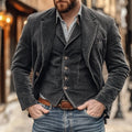 men's vintage blazer and waistcoat set in black