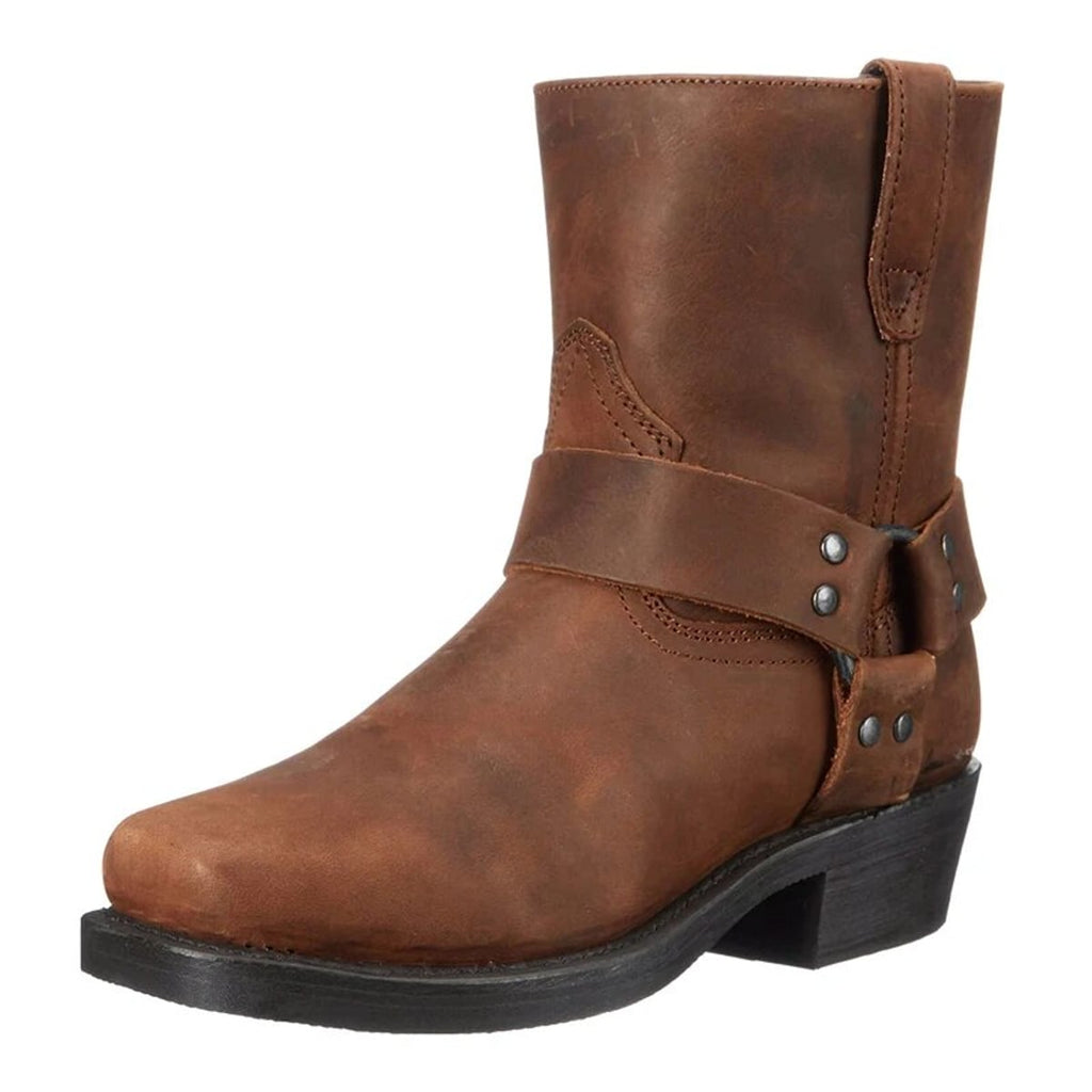 men's western harness ankle boots in dark brown