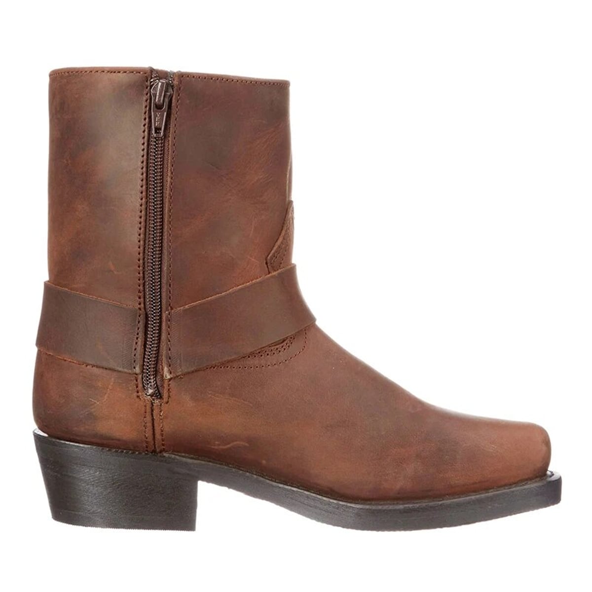 men's western harness ankle boots in dark brown