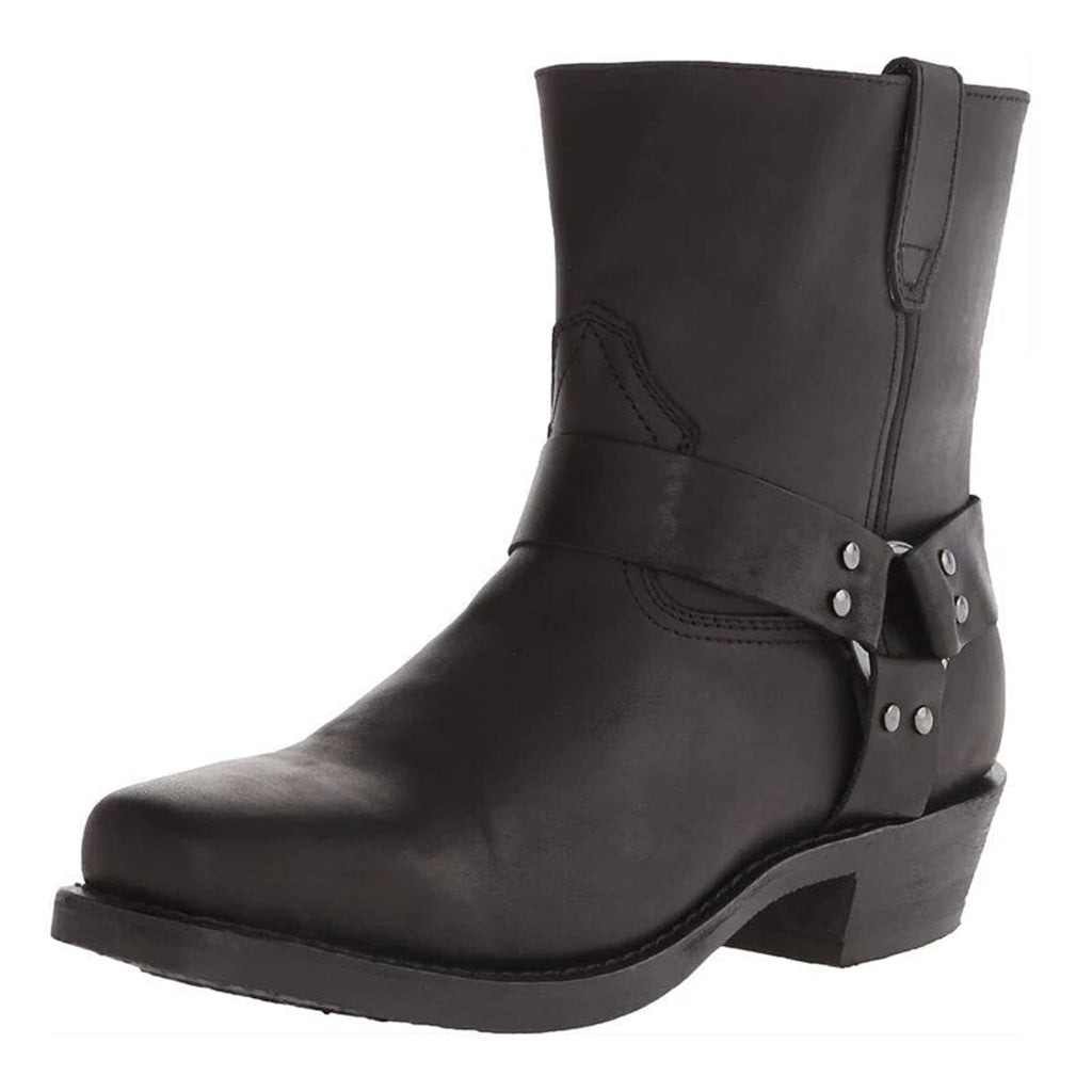 men's western harness ankle boots in black