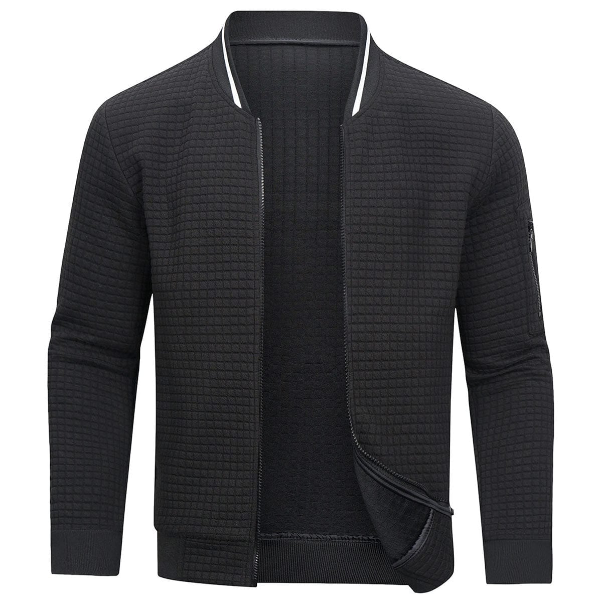 men's zip pullover sweater in black