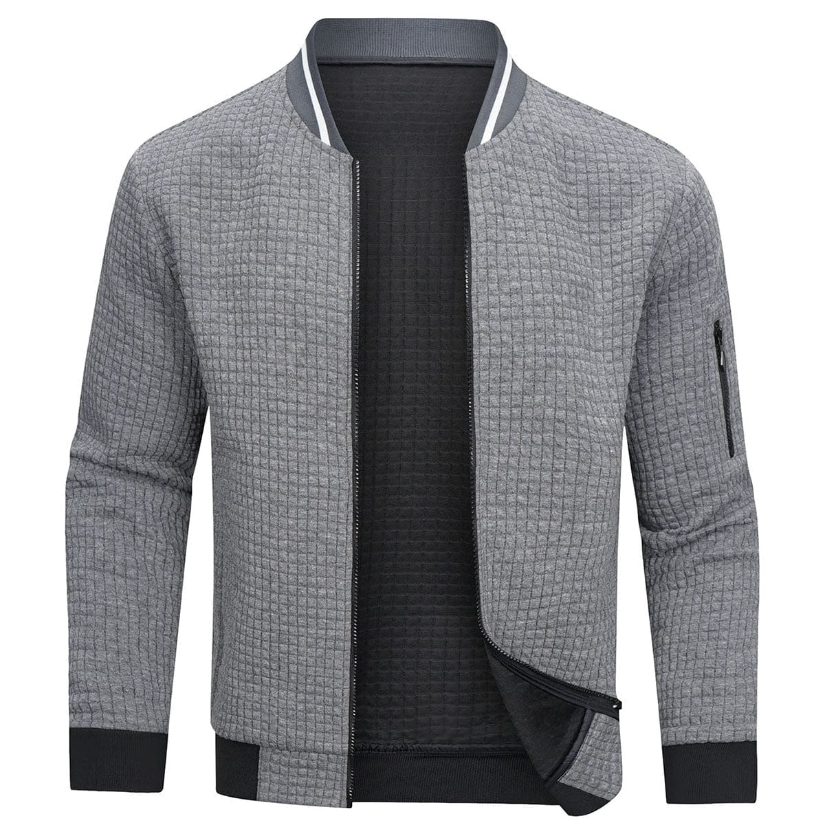 men's zip pullover sweater in gray