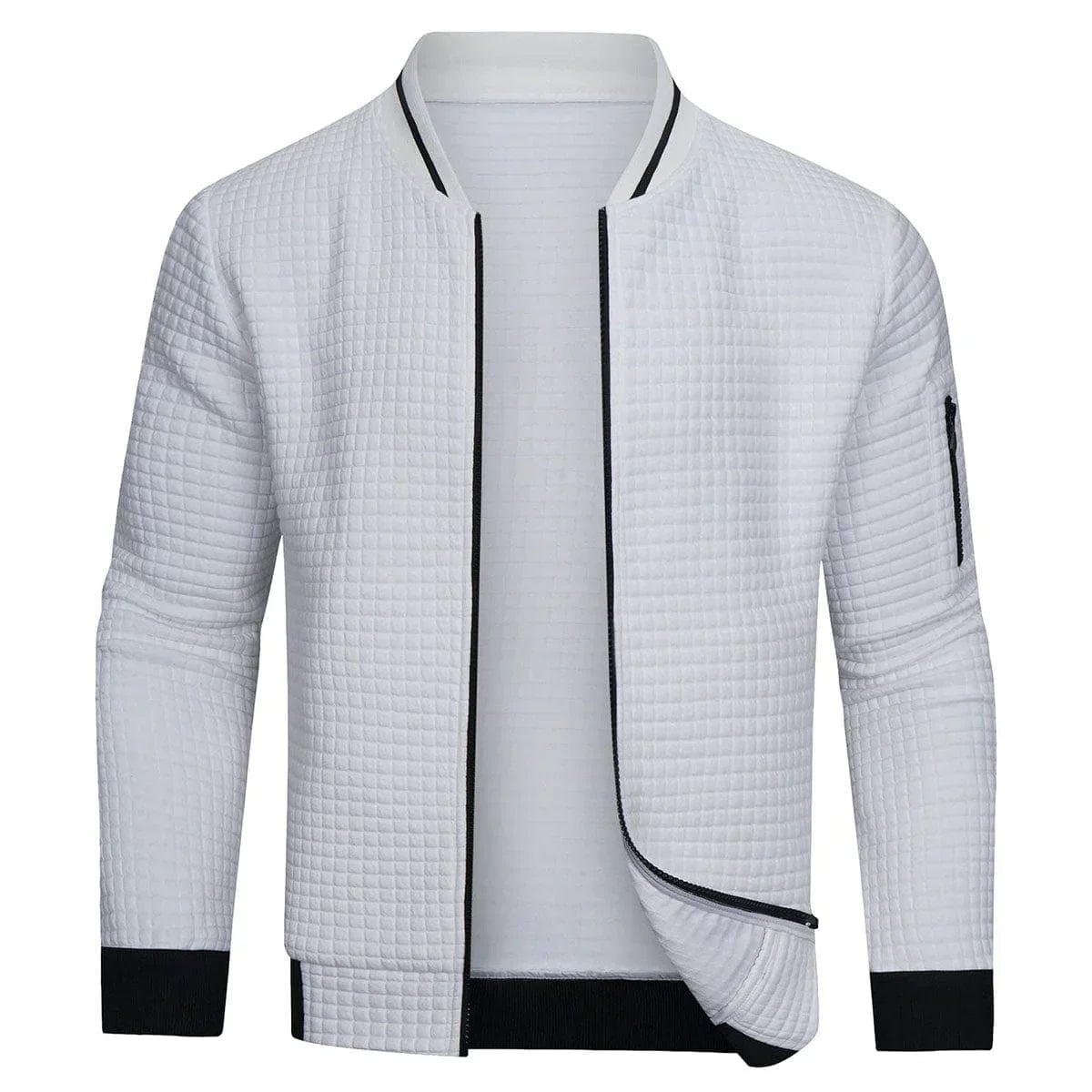 men's zip pullover sweater in white