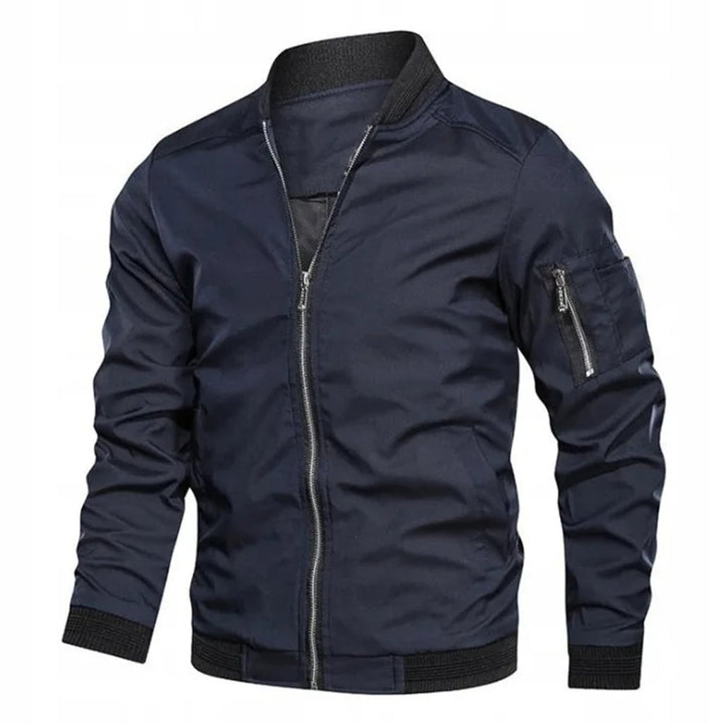 men's zip-up bomber jacket in blue