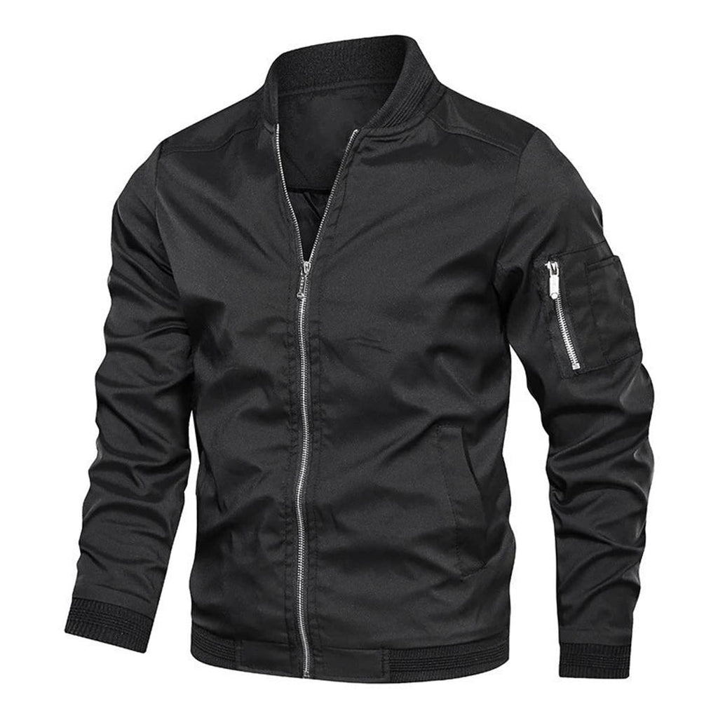 men's zip-up bomber jacket in black