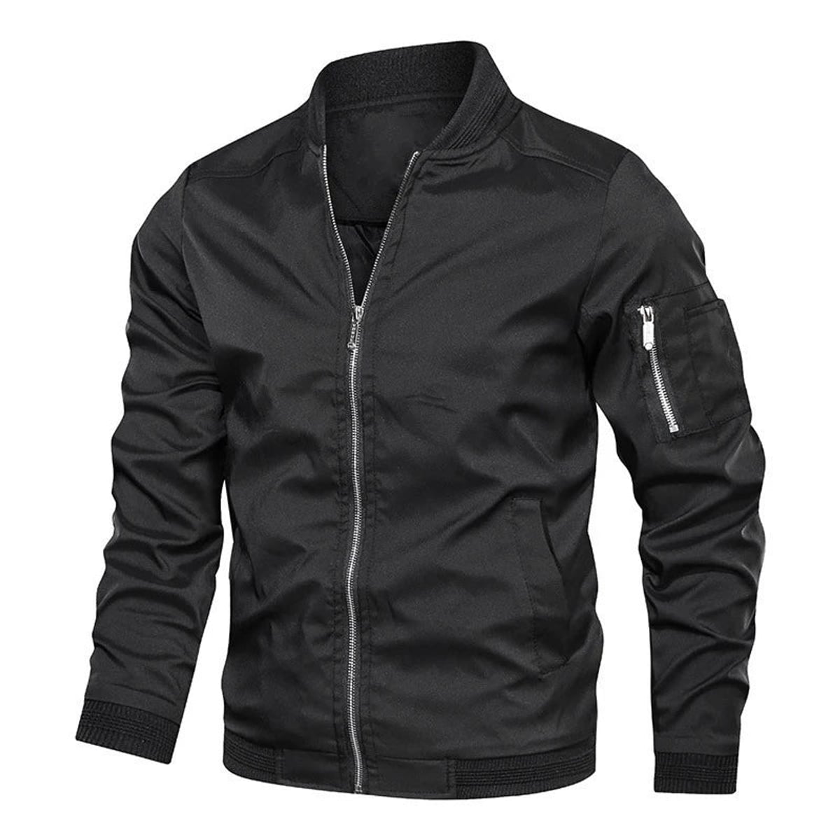 men's zip-up bomber jacket in black