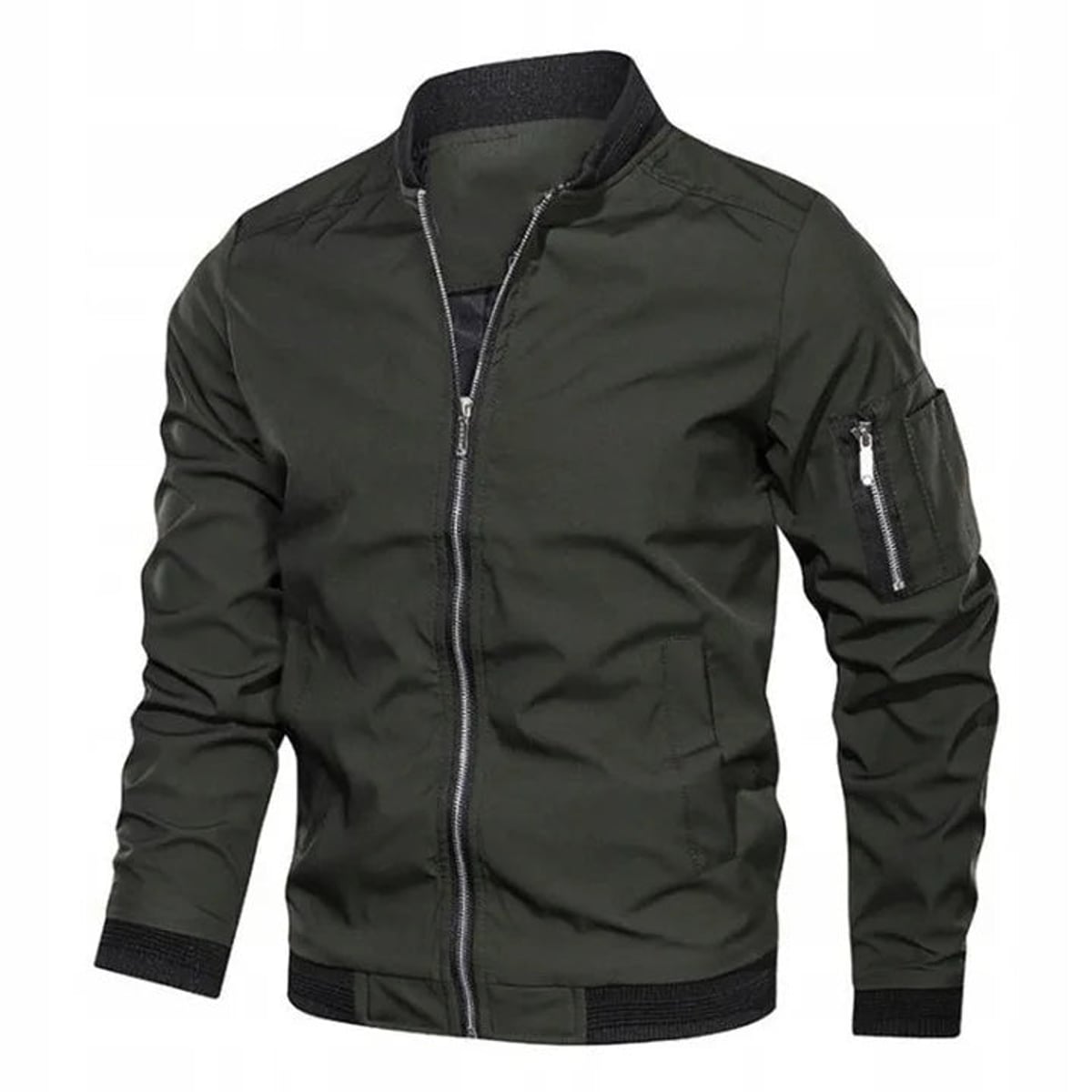 men's zip-up bomber jacket in green