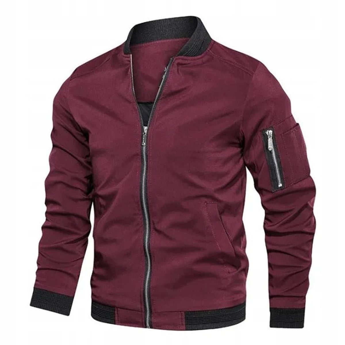 men's zip-up bomber jacket in red