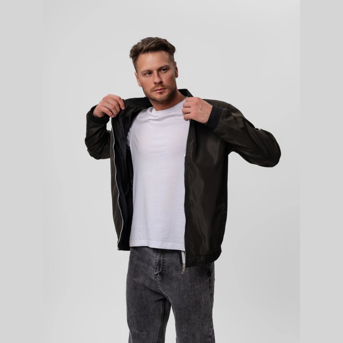 men's zip-up bomber jacket