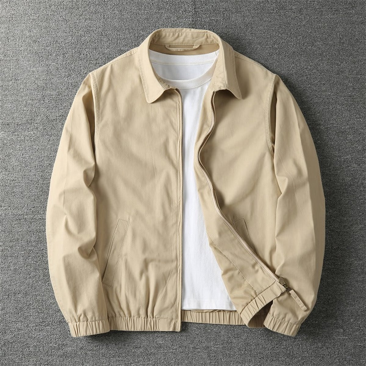 men's zip-up bomber jacket in beige