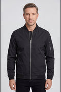 men's zip-up bomber jacket in extended sizes in black