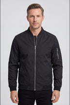 men's zip-up bomber jacket in extended sizes in black