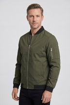men's zip-up bomber jacket in extended sizes in army green
