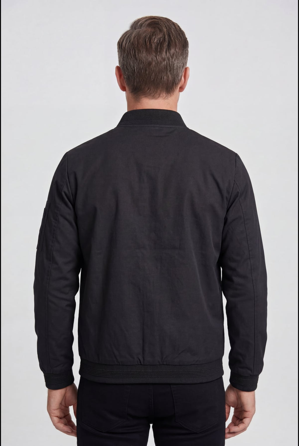 men's zip-up bomber jacket in extended sizes in black