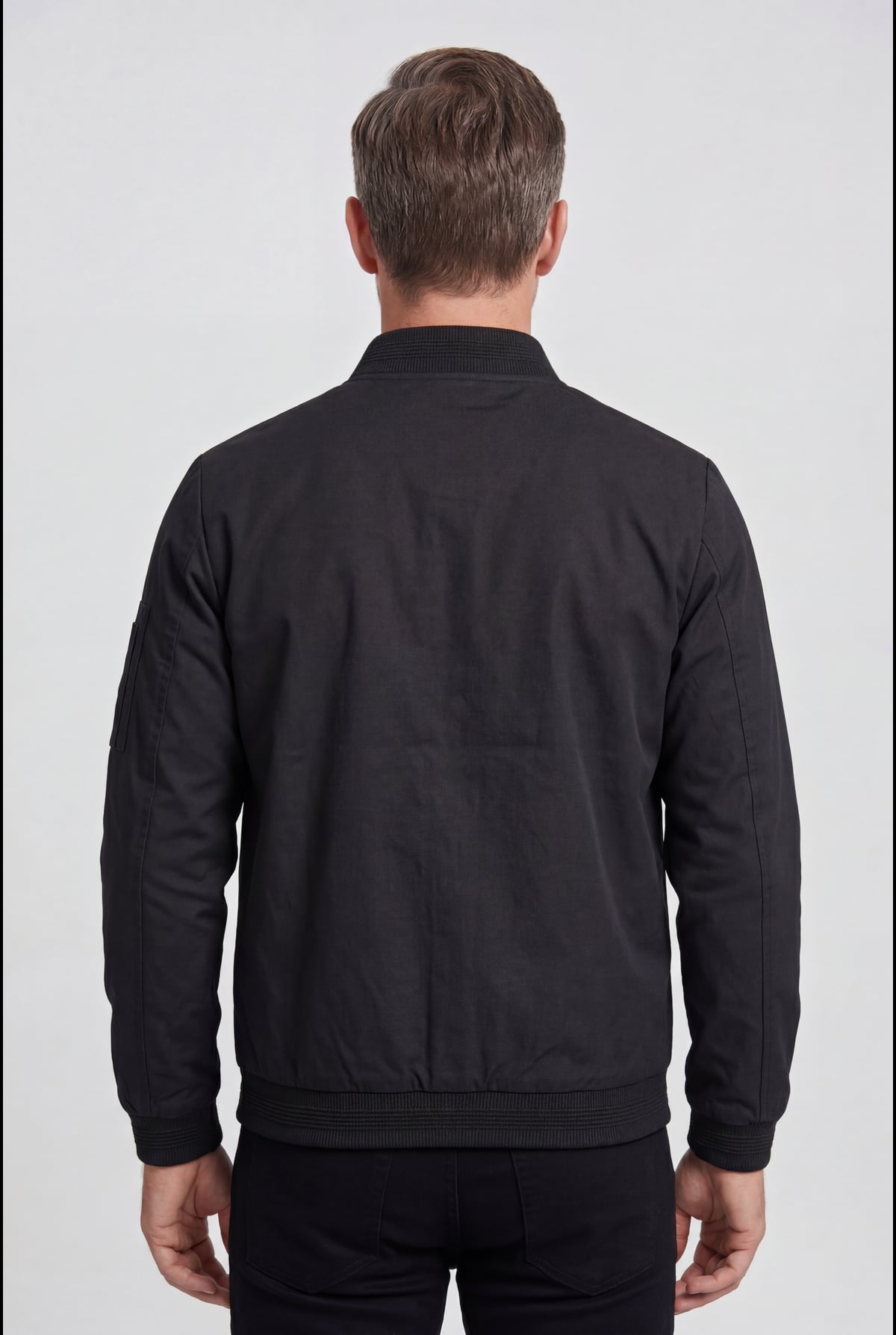 men's zip-up bomber jacket in extended sizes in black