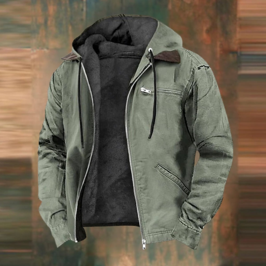 men's zip-up multi-pocket jacket in green