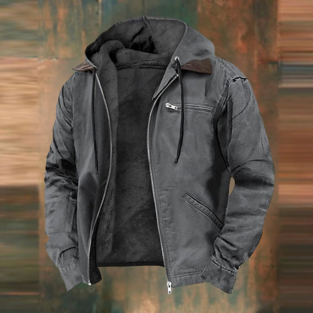 men's zip-up multi-pocket jacket in gray