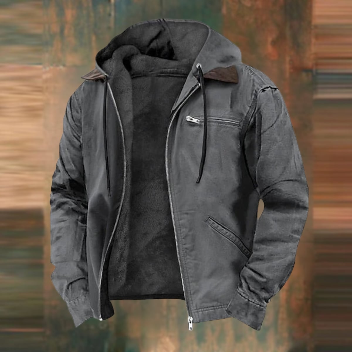 men's zip-up multi-pocket jacket in gray