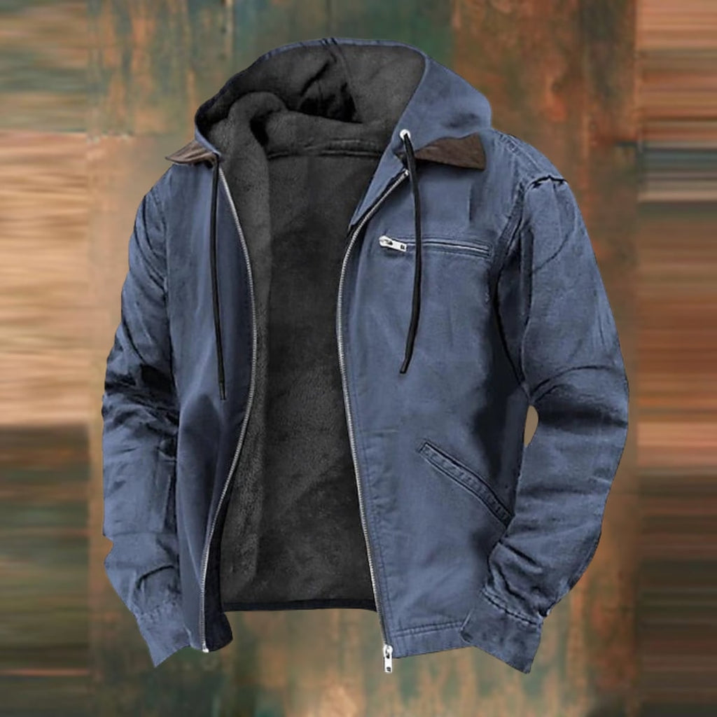 men's zip-up multi-pocket jacket in blue