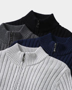 men's zip-up ribbed knit cardigan