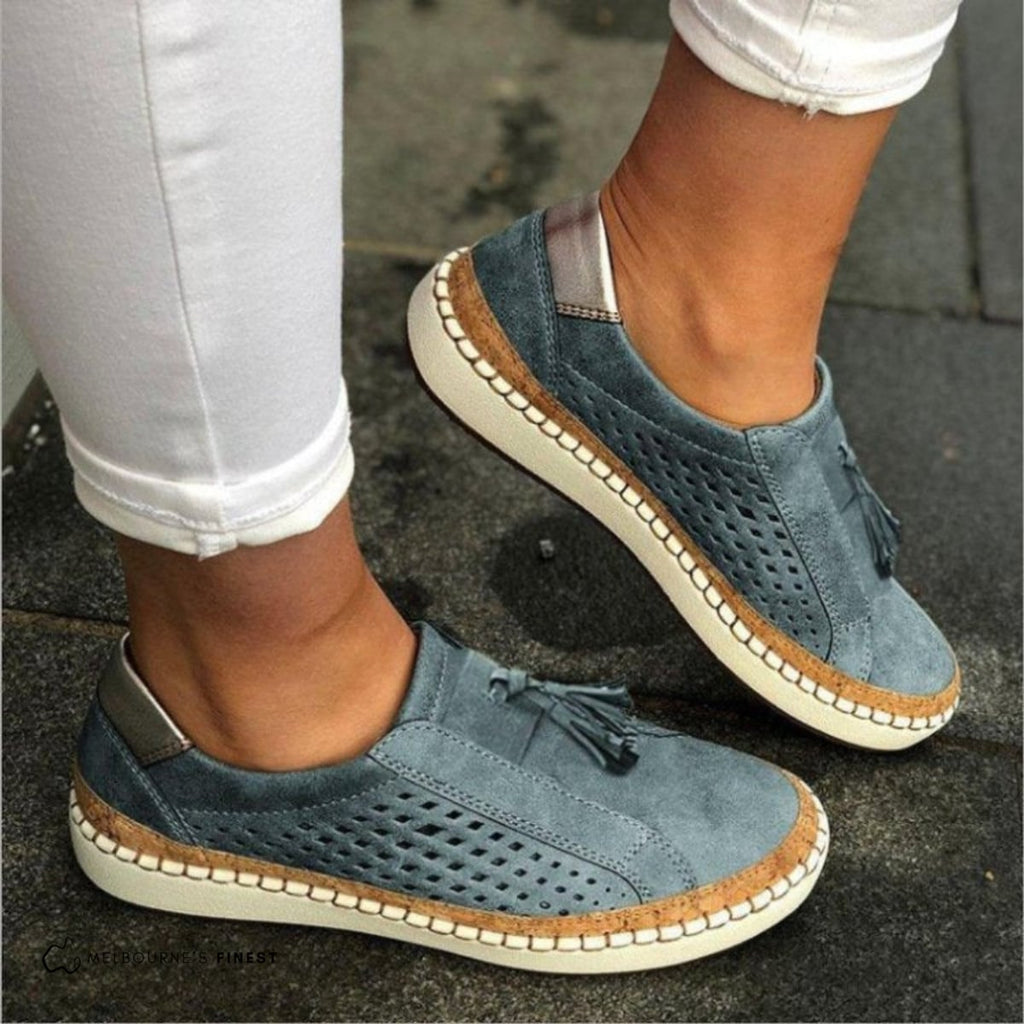 women's arch support slip-on shoes in blue