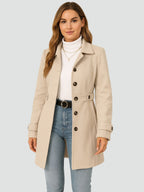 women's belted single breasted trench coat in champagne