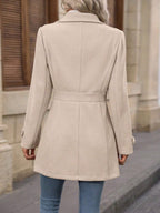 women's belted single breasted trench coat in champagne