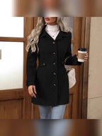 women's belted single breasted trench coat in black