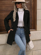 women's belted single breasted trench coat in black