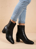 women's block heel ankle boots in black