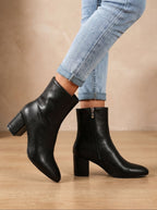 women's block heel ankle boots in black