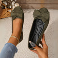 women's bow detail ballet flats in dark green