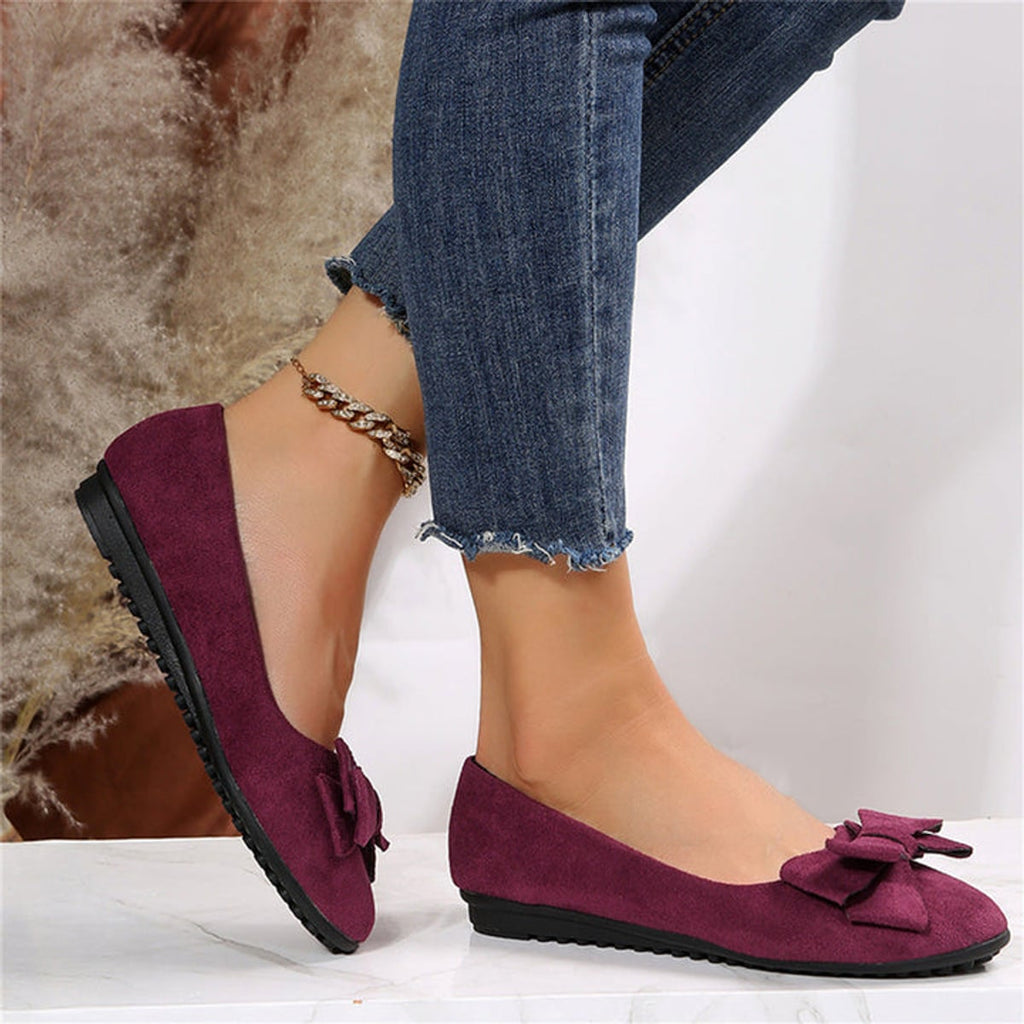 women's bow detail ballet flats in bordeaux