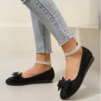 women's bow detail ballet flats in black